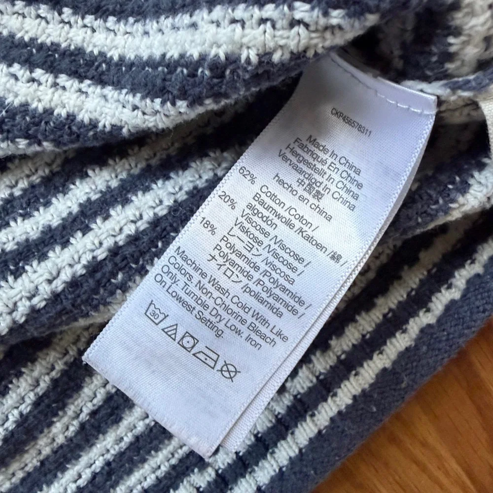 Madewell Seagrove Pullover Sweater Stripe XS Blue White Coastal Nautical Preppy